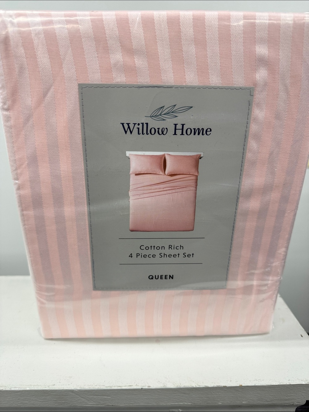 Cotton-Rich Queen Sheet Set in Blush Pink